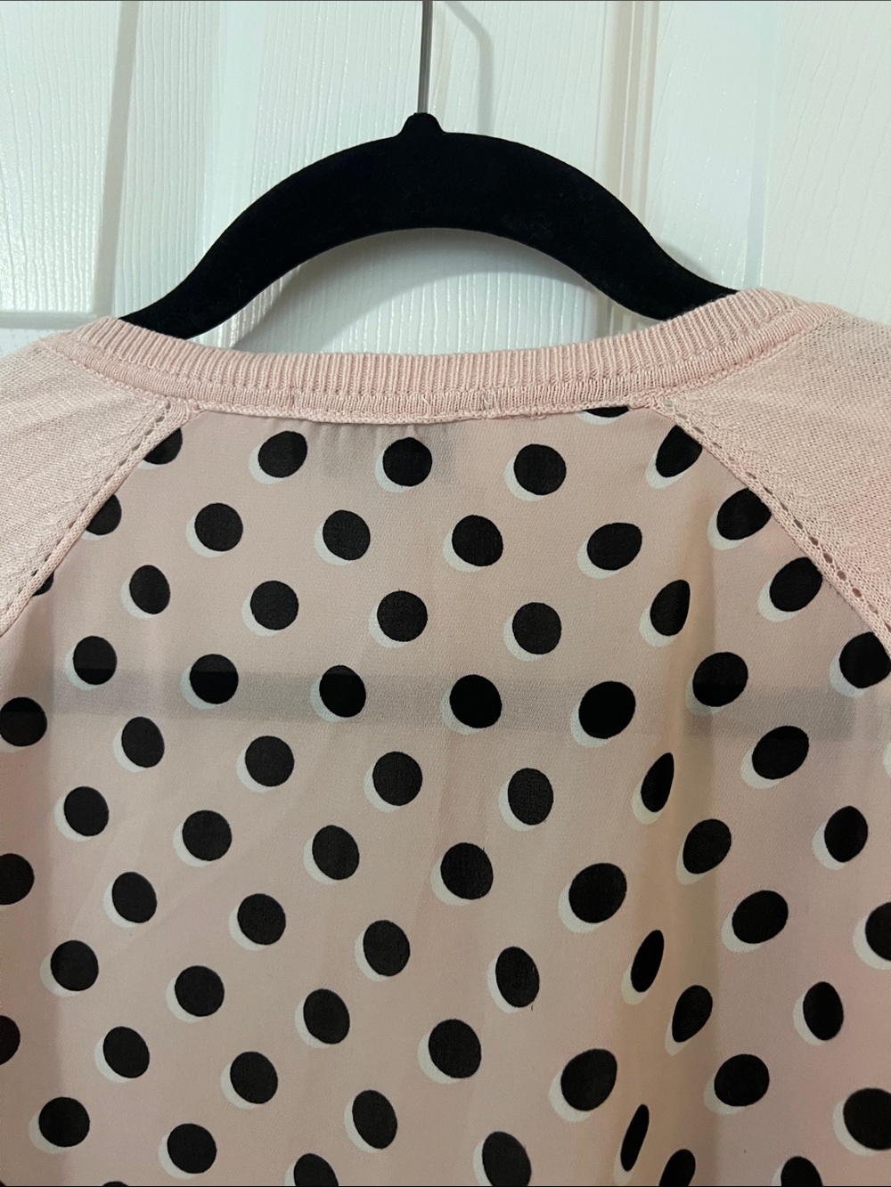 Elle Blush Pink Open-Front Cardigan with Black Trim - Picture 11 of 15